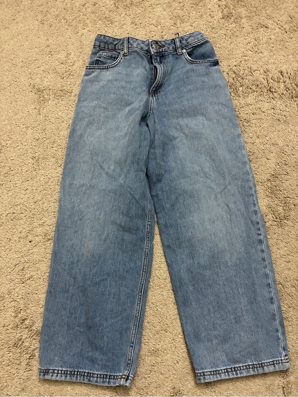 ZARA Boys Blue Wide Leg Jeans Size 11/12 152 Adjustable Waist